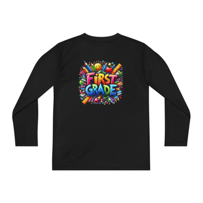First Grade Youth Long Sleeve Tee — Colorful Back-to-School Shirt