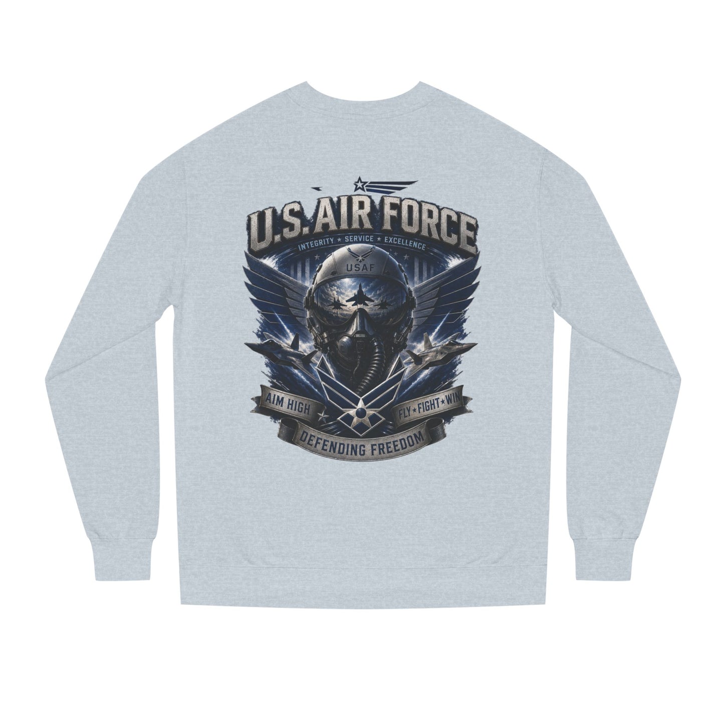U.S. Air Force Crewneck Sweatshirt — Tactical Skull Wings "Defending Freedom"
