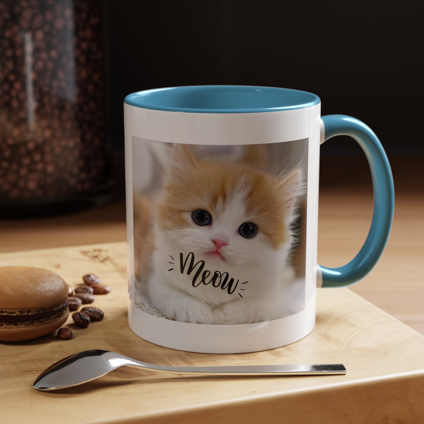 Cat Photo Coffee Mug - Cute Kitten 'Meow' Accent Mug (11/15oz)
