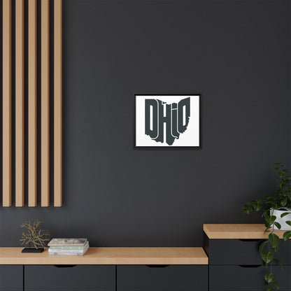 Ohio State Silhouette Matte Framed Canvas — Modern State Wall Art