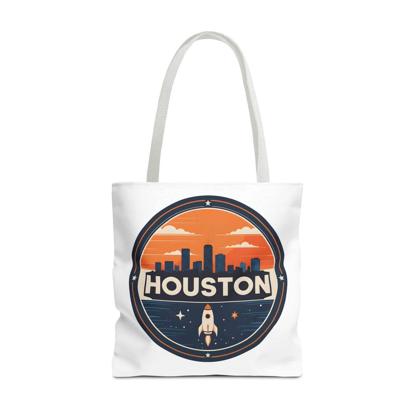 Houston Skyline Rocket Tote Bag – Retro Space City Canvas Tote