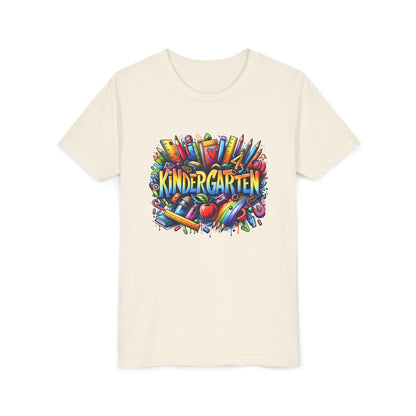 Kindergarten Colorful School Supplies Youth Tee — Back-to-School Kids T-Shirt