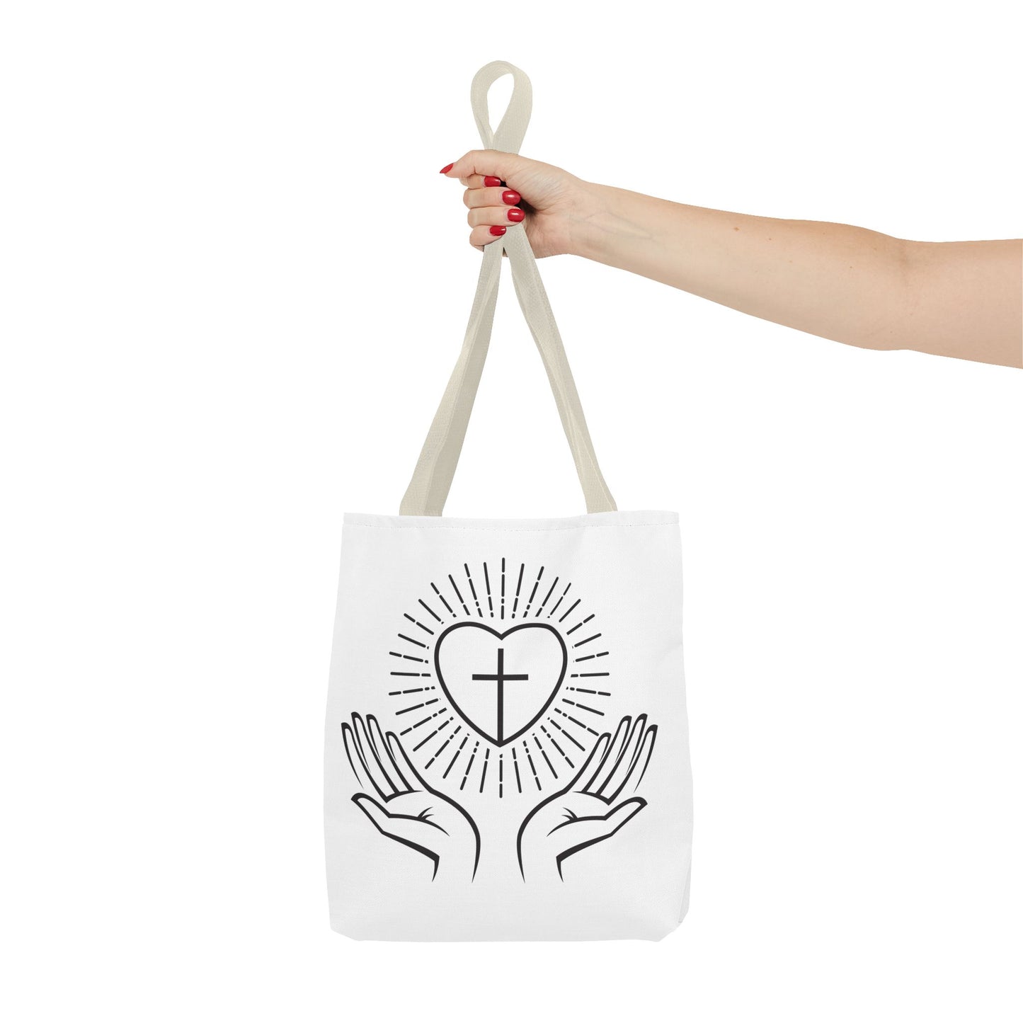 Christian Prayer Tote Bag — Heart & Cross Design