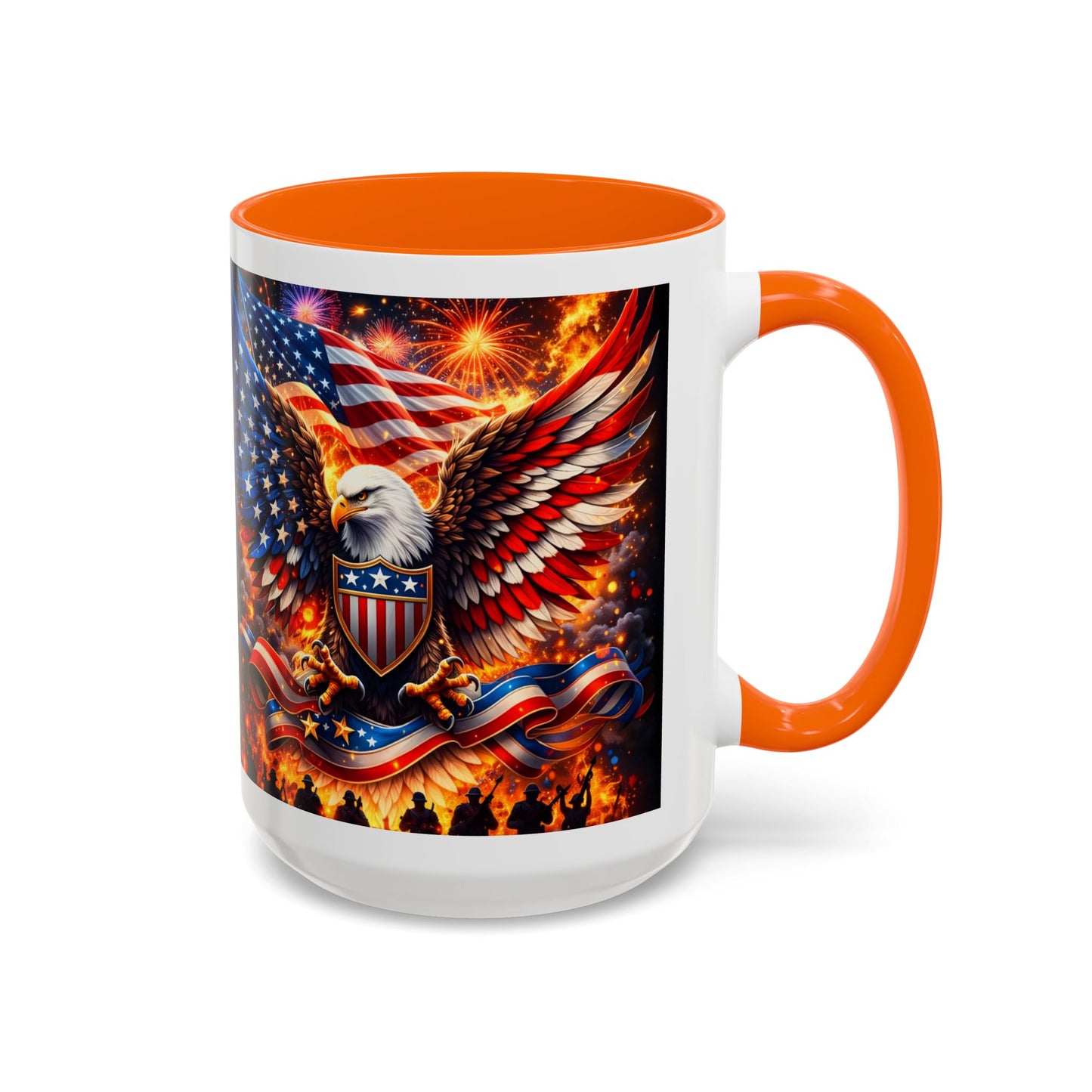 Patriotic Eagle Coffee Mug — American Flag Bald Eagle Accent Mug (11/15oz)
