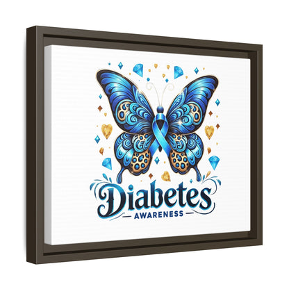 Diabetes Awareness Blue Ribbon Butterfly Matte Framed Canvas