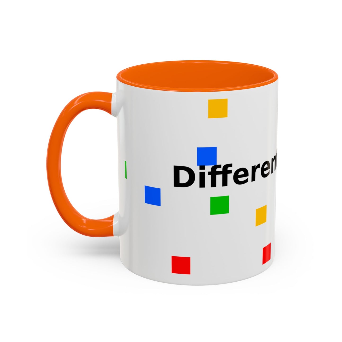 Accent Coffee Mug — 'Different Not Less' Pride-Inclusive Color Block Design (11/15oz)