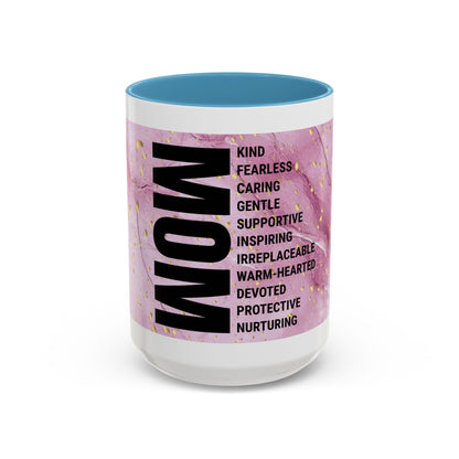 Mom Definition Accent Coffee Mug – Inspirational Pink Marble Mother’s Day Gift (11/15oz)
