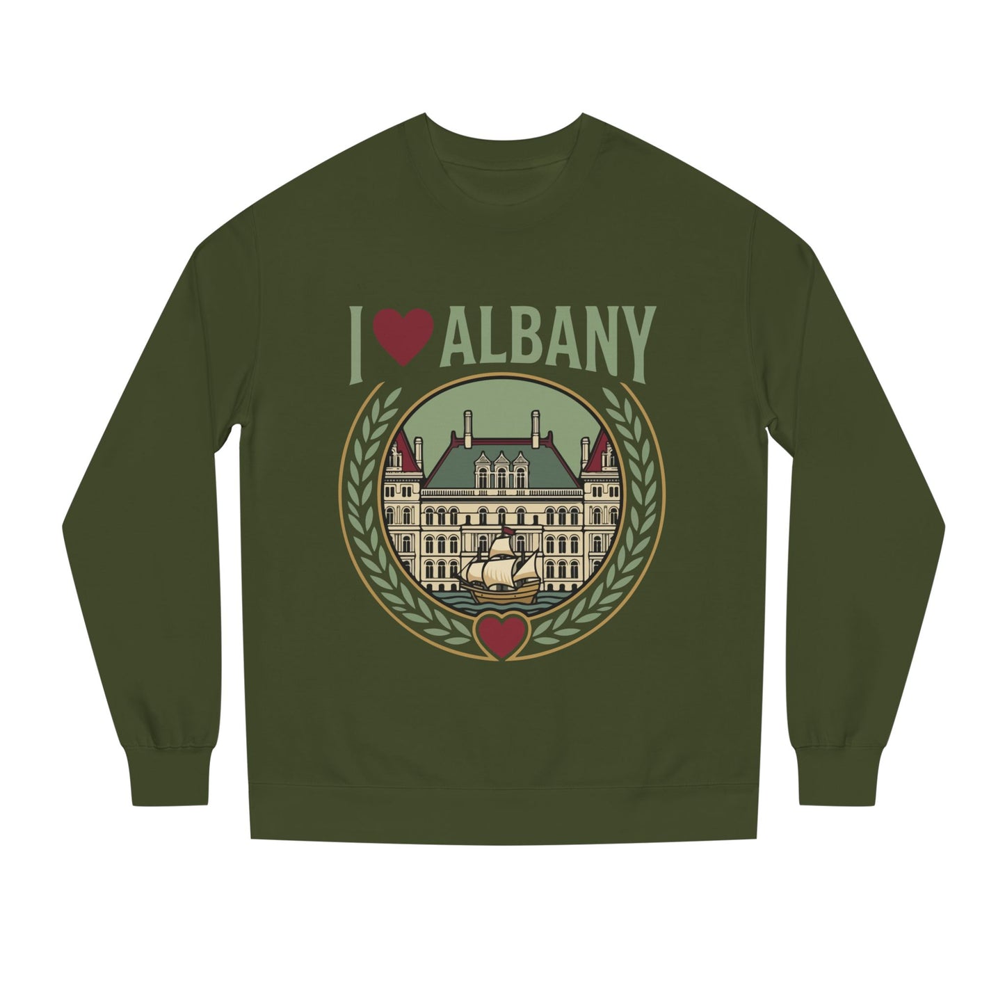 Albany Heart Crewneck Sweatshirt — I  Albany City Landmark Design