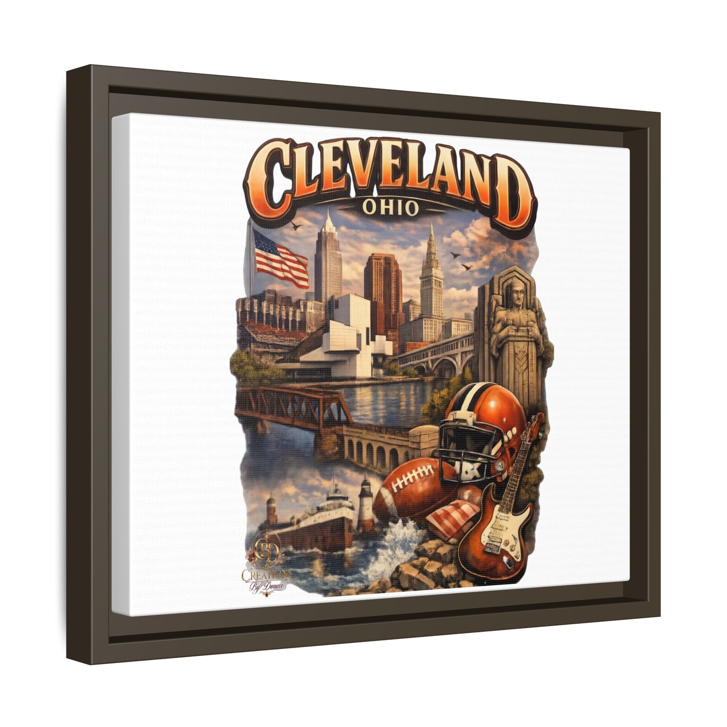 Cleveland Ohio Collage Framed Canvas Print