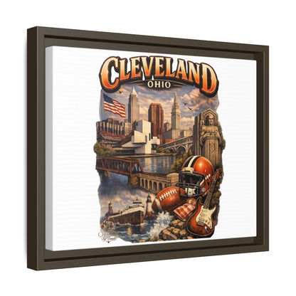 Cleveland Ohio Collage Framed Canvas Print