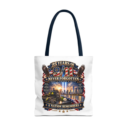 25 Years of 9/11 Never Forgotten Tote Bag – Memorial Tribute AOP