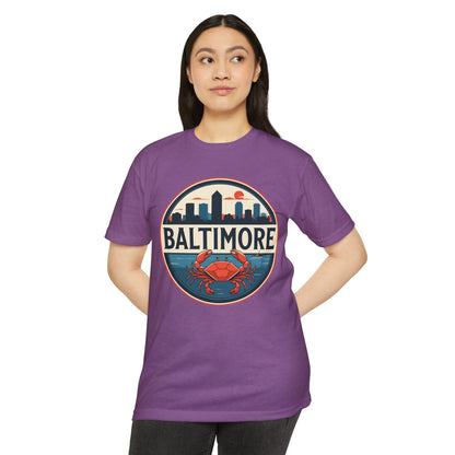 Baltimore Skyline Crab T-Shirt — Retro City Souvenir Tee