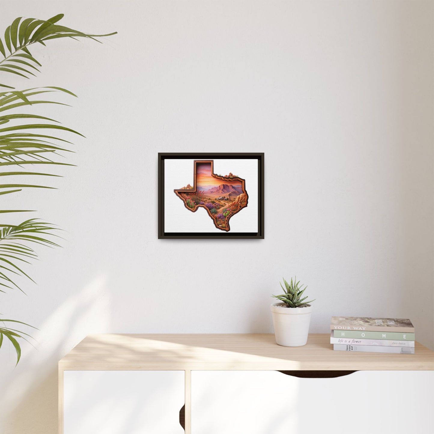 Framed Texas Landscape Matte Canvas — Desert Sunset State Art Print