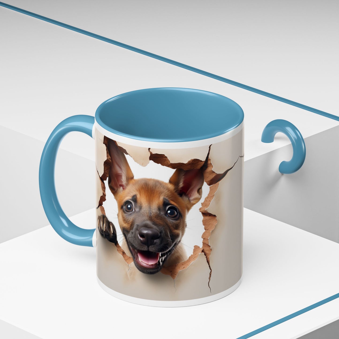Dog Peeking Through Paper Accent Coffee Mug (11/15oz)