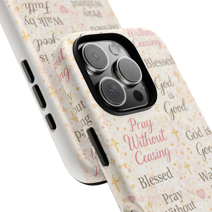 Christian Faith Magnetic Phone Case — "Pray Without Ceasing" Patterned Tough Case