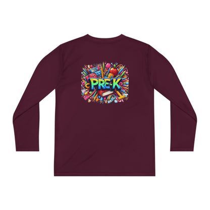 PRE-K Youth Long Sleeve Tee — Colorful School Supplies Design