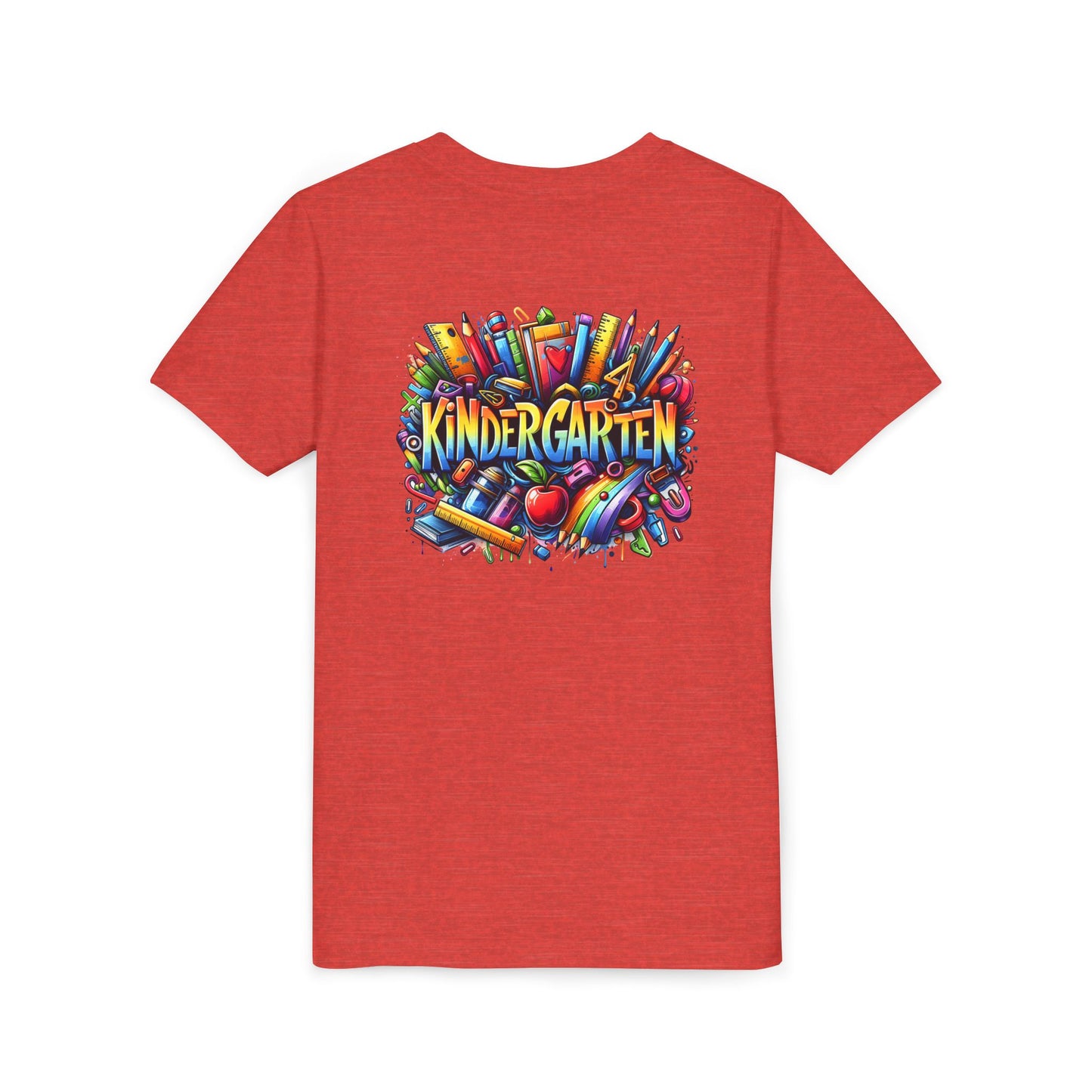 Kindergarten Colorful School Supplies Youth Tee — Back-to-School Kids T-Shirt