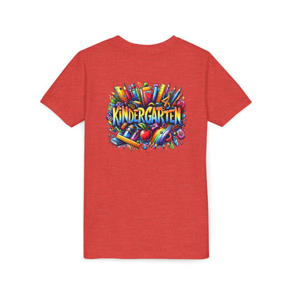 Kindergarten Colorful School Supplies Youth Tee — Back-to-School Kids T-Shirt