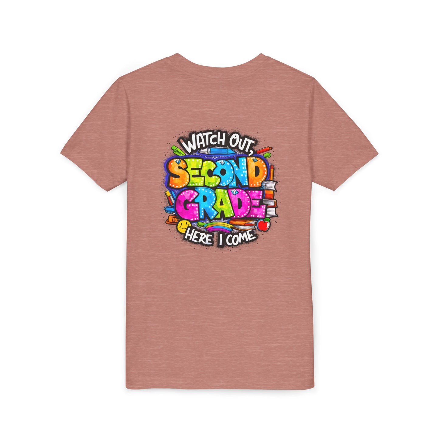 Second Grade Kids Tee - "Watch Out Second Grade Here I Come" Colorful Back-to-School Shirt