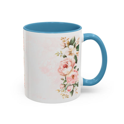 Mom Floral Accent Coffee Mug — Pink Roses Mother's Day Gift (11/15oz)