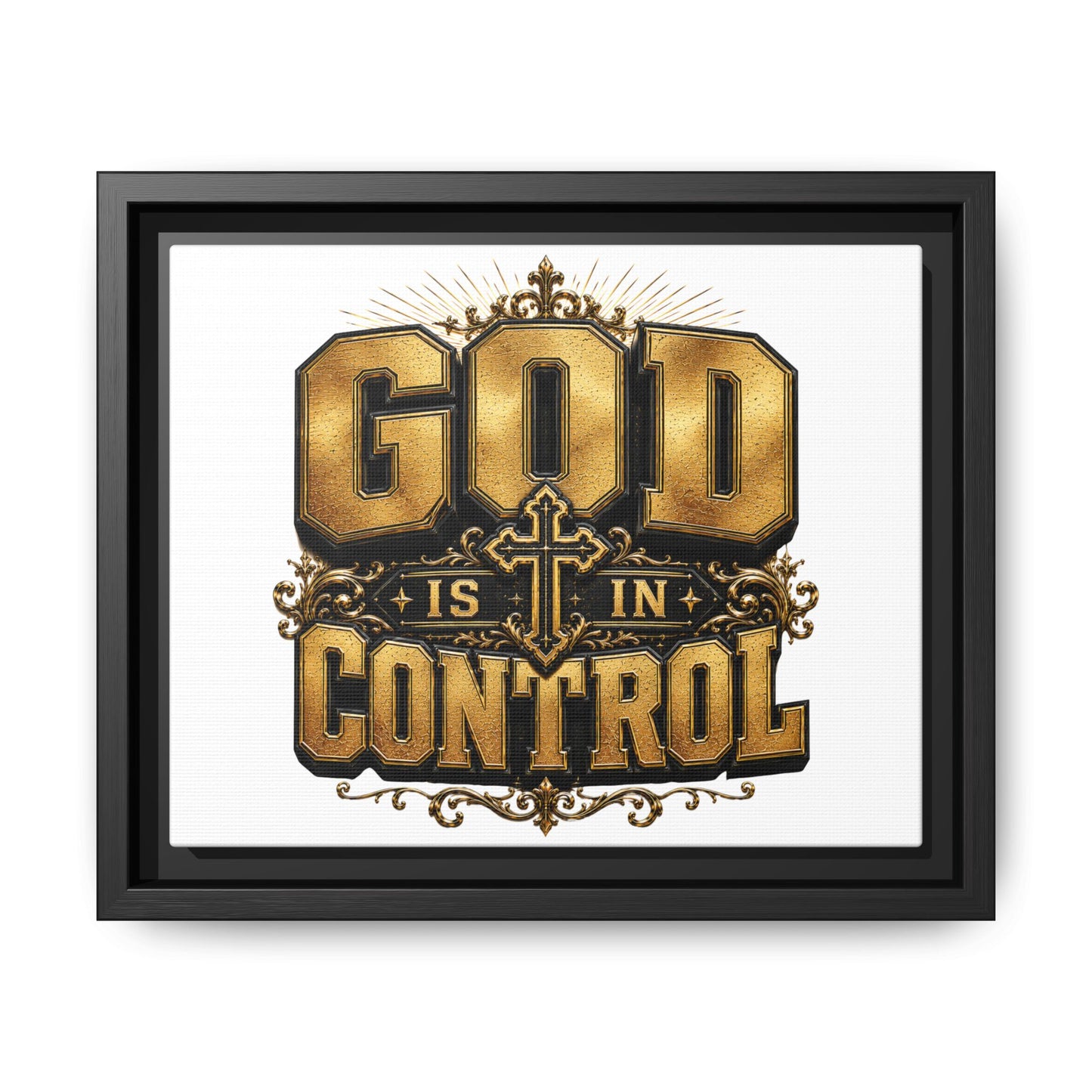 Framed Matte Canvas — "God Is In Control" Inspirational Wall Art
