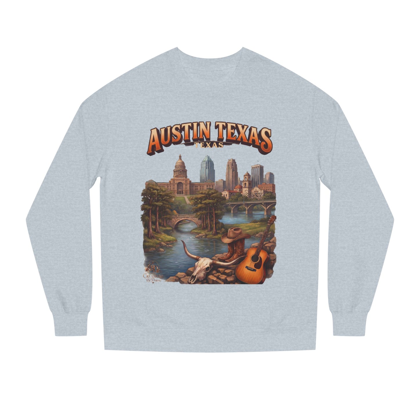Austin Texas Sweatshirt — Vintage Cityscape & Guitar Crewneck