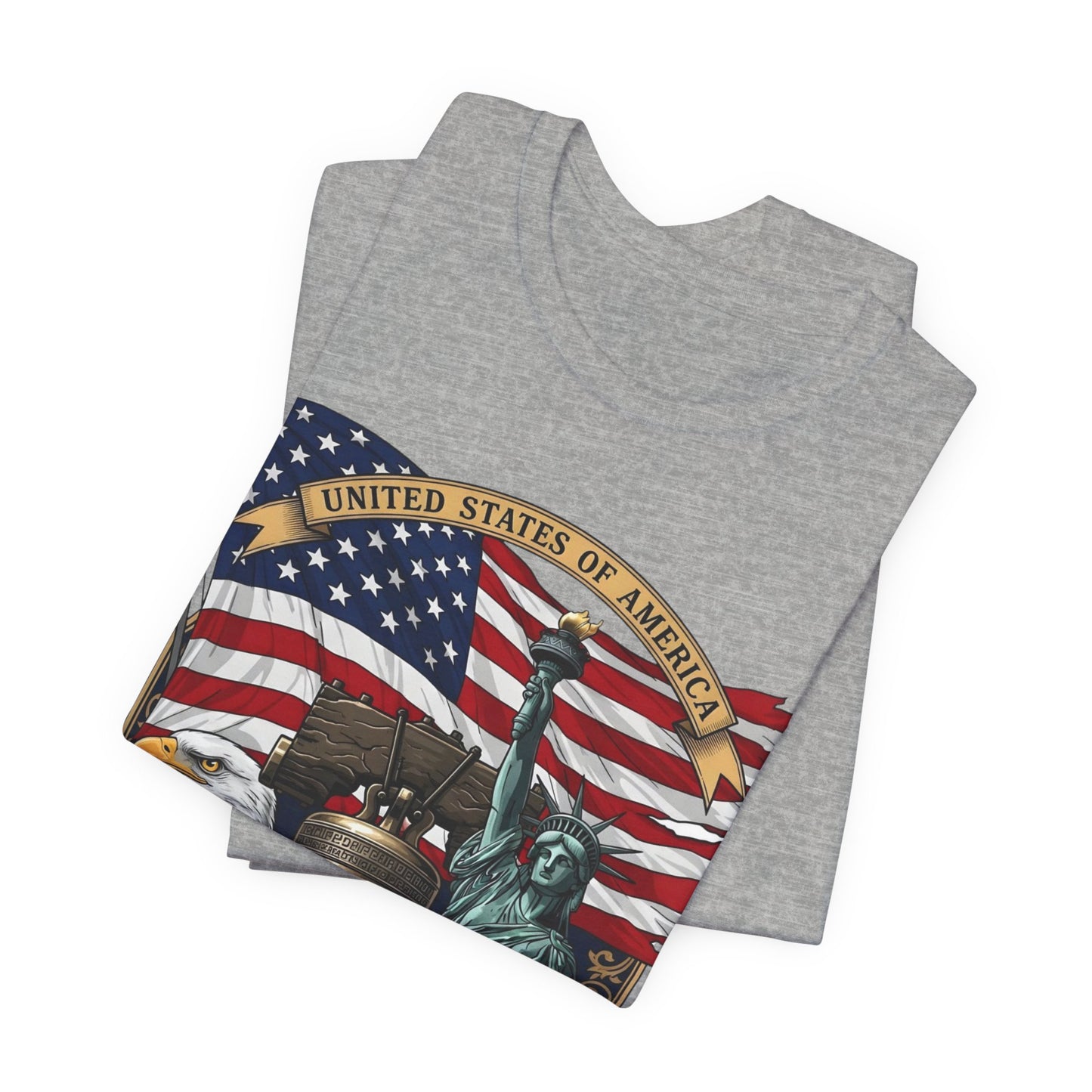 Patriotic 250th Anniversary T-Shirt - Liberty Bell, Bald Eagle & Statue of Liberty