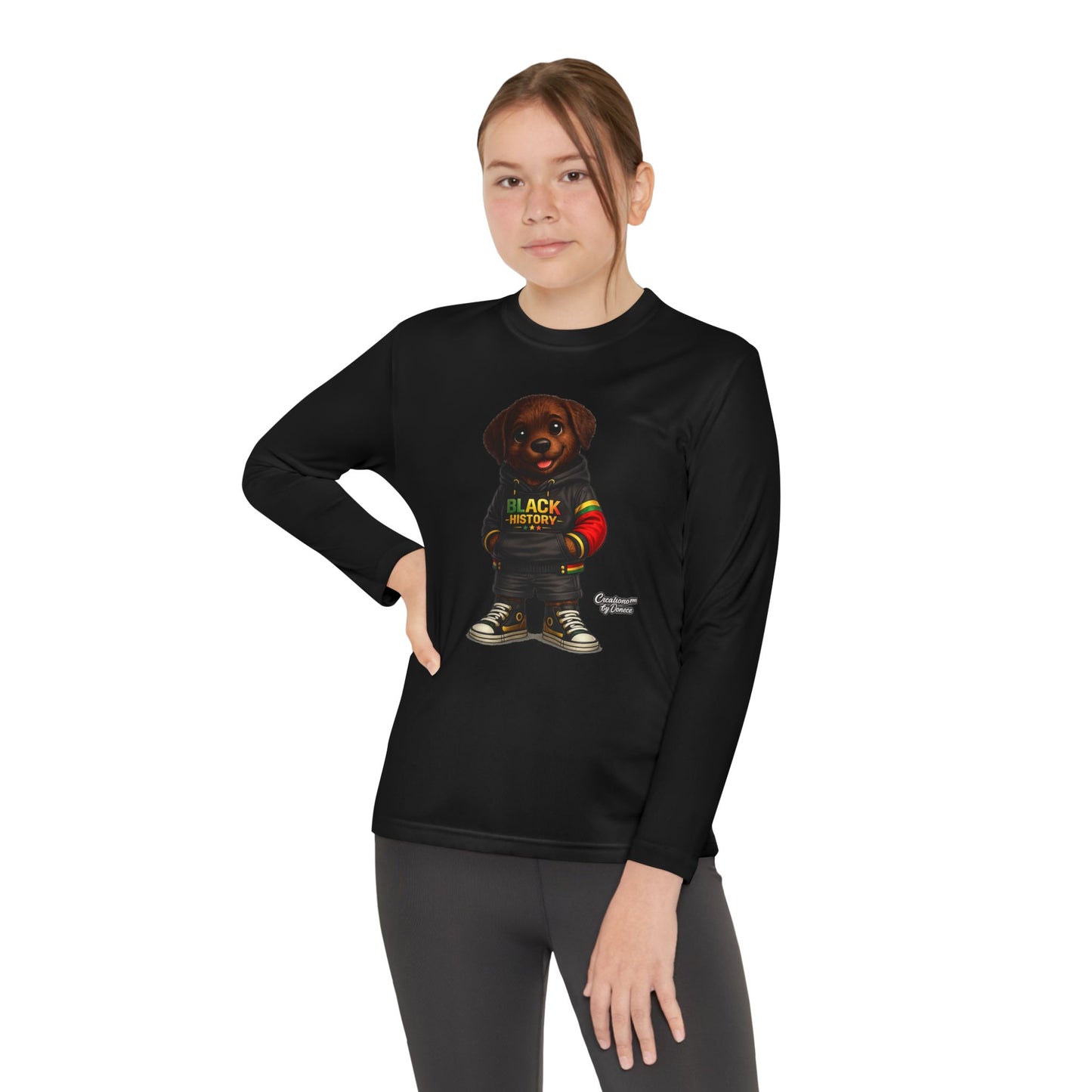 Kids Long Sleeve Tee — Rasta Teddy 'Black Excellence' Graphic