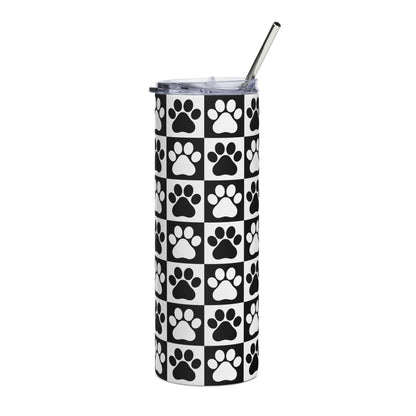 Paw Print Checkered 20oz Stainless Tumbler