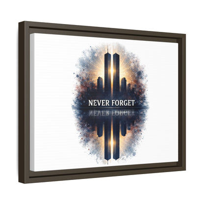 Never Forget Twin Towers Framed Canvas Print