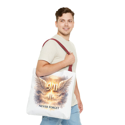 9/11 Memorial Tote Bag – 'Never Forget' Angel Wings Tribute