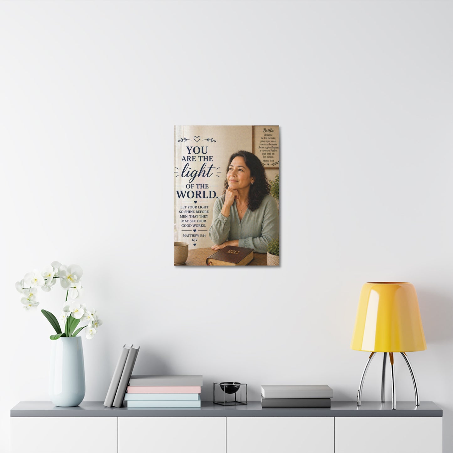 Stretched Canvas - "You Are the Light of the World" Inspirational Scripture Wall Art (Matthew 5:14, KJV)