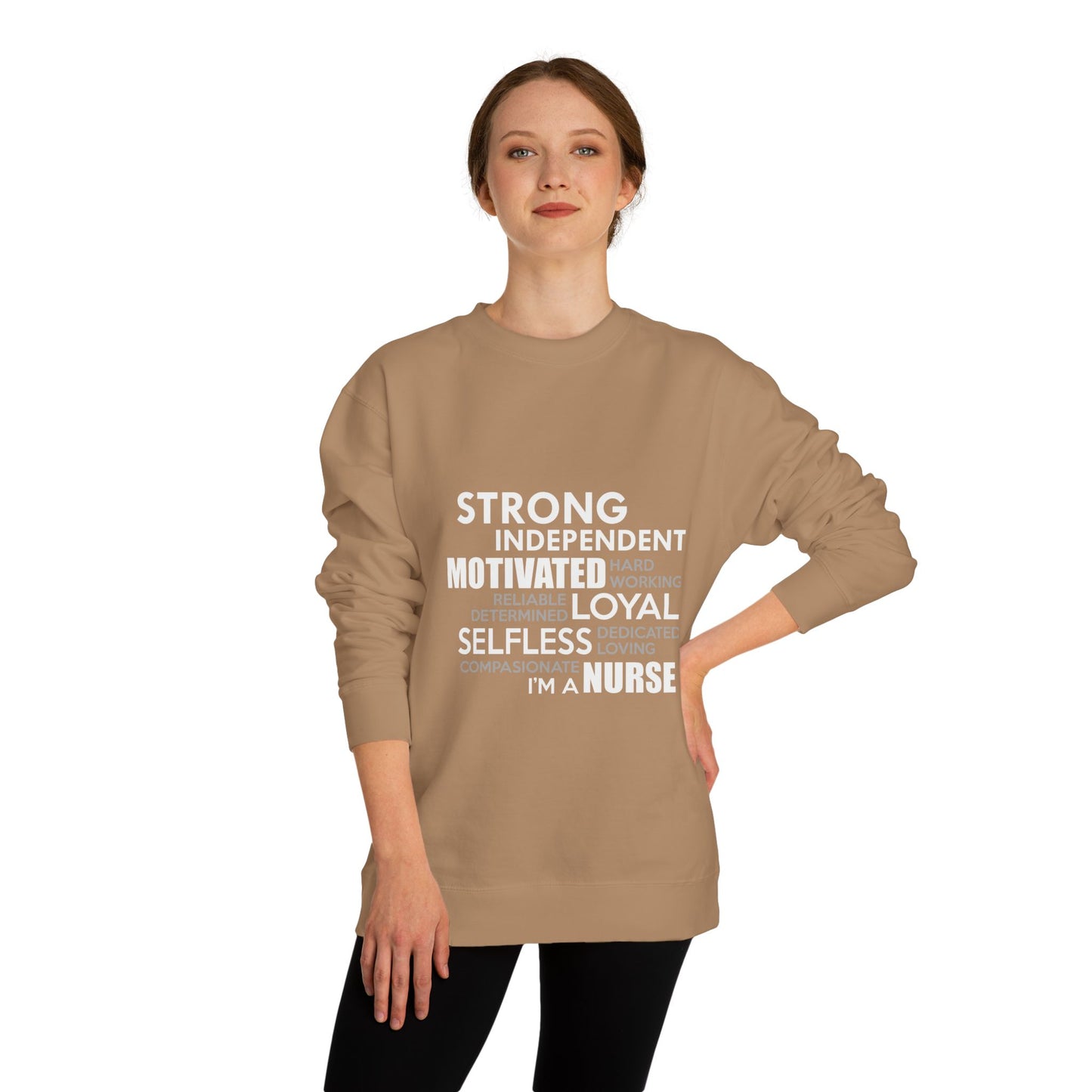 Nurse Word Cloud Sweatshirt — Strong Independent Motivated Loyal Selfless