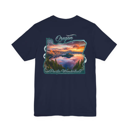 Oregon Pacific Wonderland T‑Shirt — Scenic Sunset State Map Tee