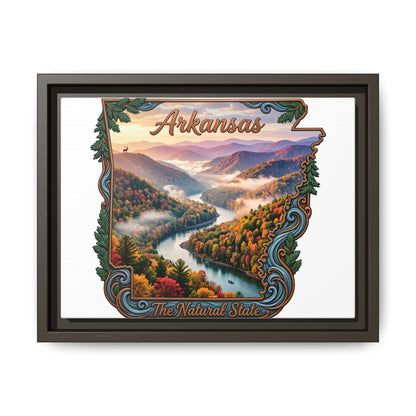 Arkansas Scenic State Map Canvas — "The Natural State" Framed Wall Art