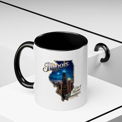 Illinois Skyline Accent Coffee Mug – City of Broad Shoulders Chicago Design (11/15oz)