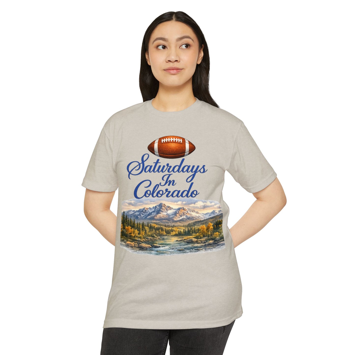 Saturdays in Colorado T-Shirt — Football & Mountain Scenic Tee
