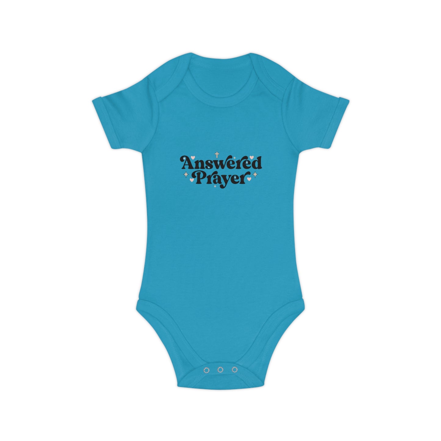 Baby Bodysuit "Answered Prayer" — Religious Newborn Onesie, Christian Gift for Baptism & Baby Shower