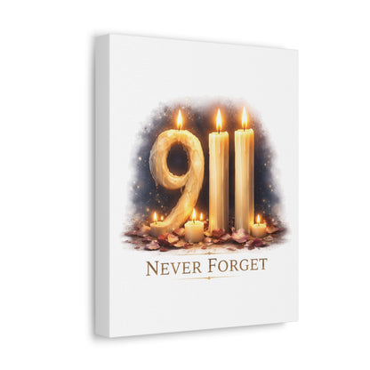 9/11 Never Forget Candle Memorial Stretched Canvas
