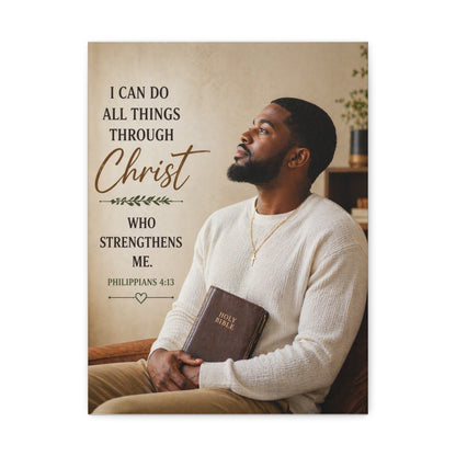 Canvas Wall Art — "I Can Do All Things Through Christ" Inspirational Bible Verse (Philippians 4:13)