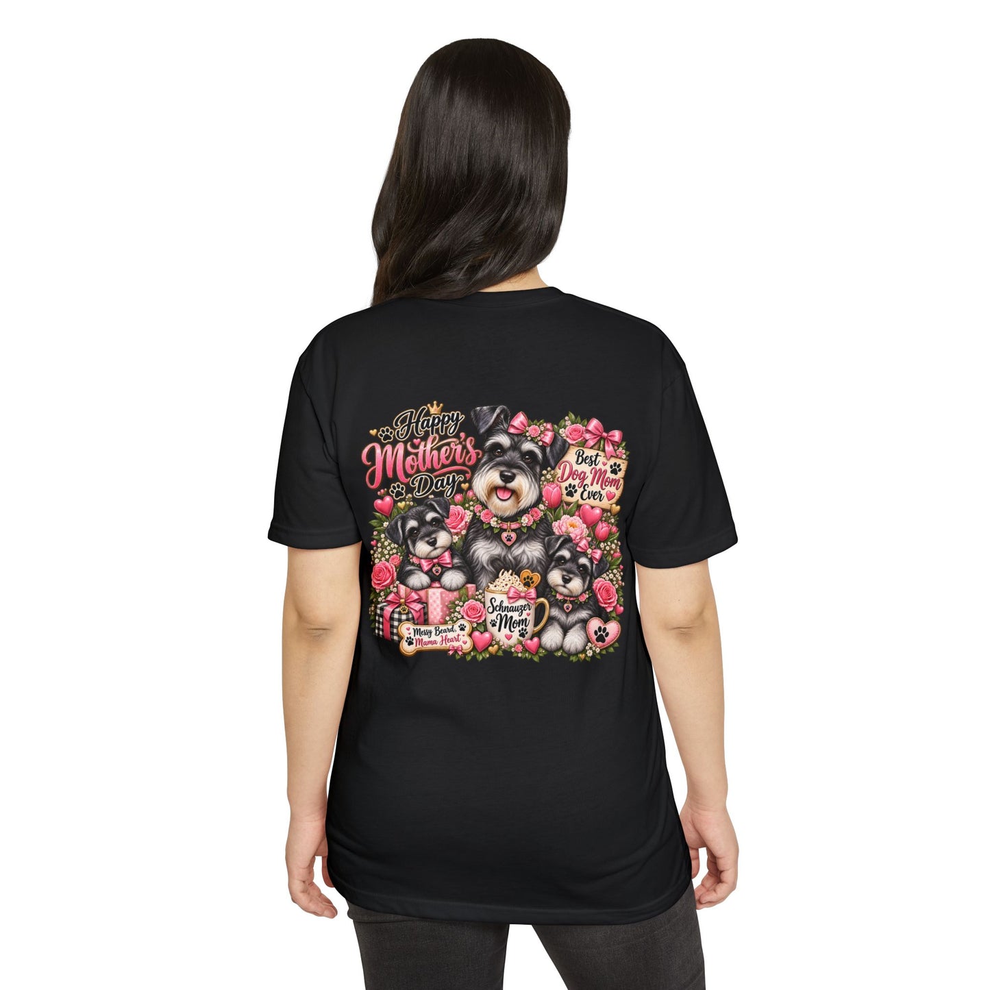 Mother's Day Schnauzer T-Shirt — "Happy Mother's Day" Dog Mom Tee