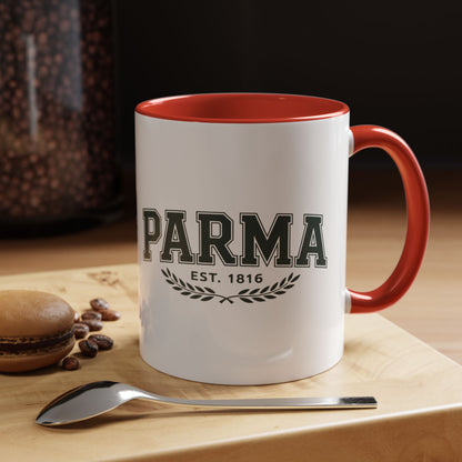 Parma Established 1816 Accent Coffee Mug — Vintage Collegiate Ceramic Coffee Cup