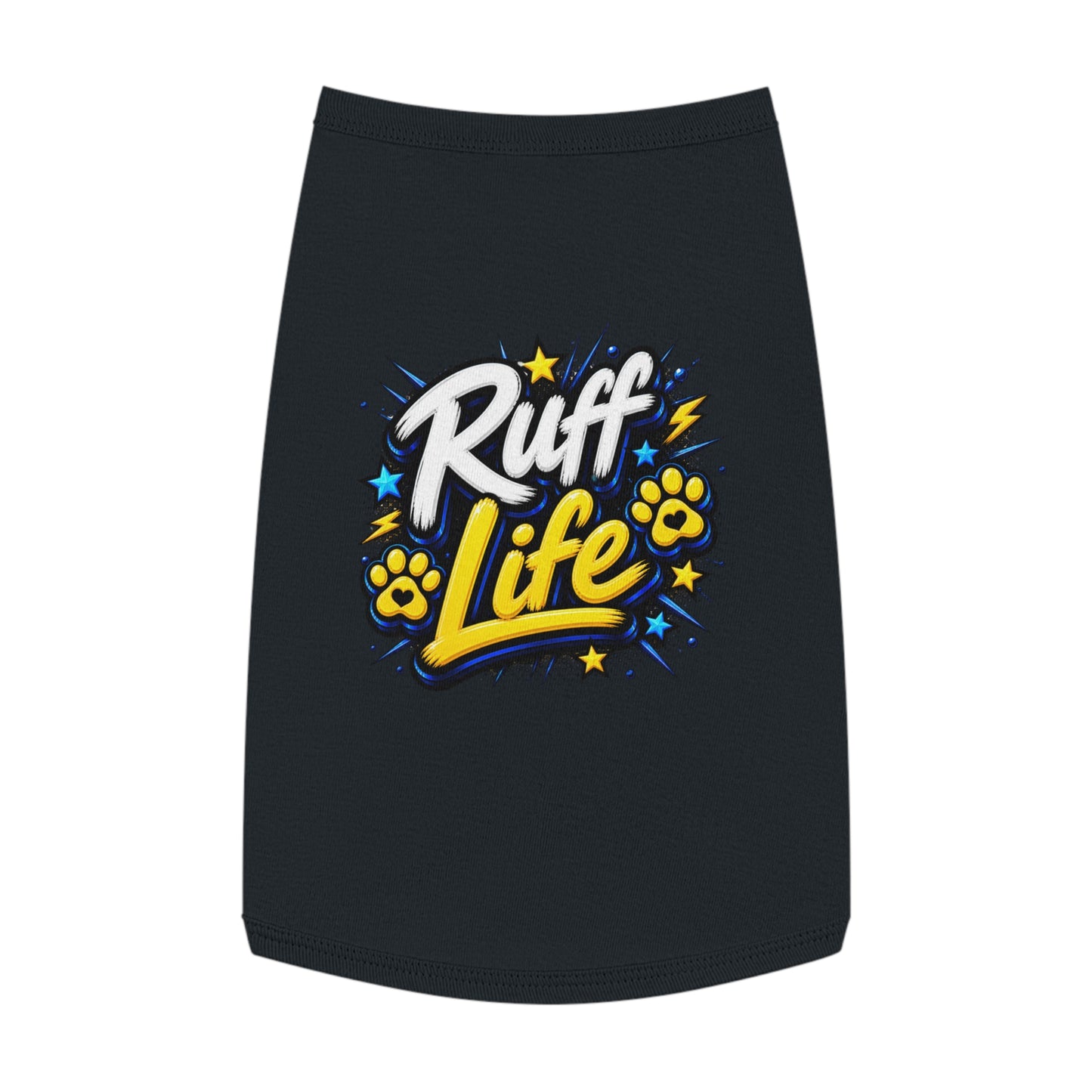 Ruff Life Pet Tank Top - Funny Dog Shirt with Paw Prints & Stars