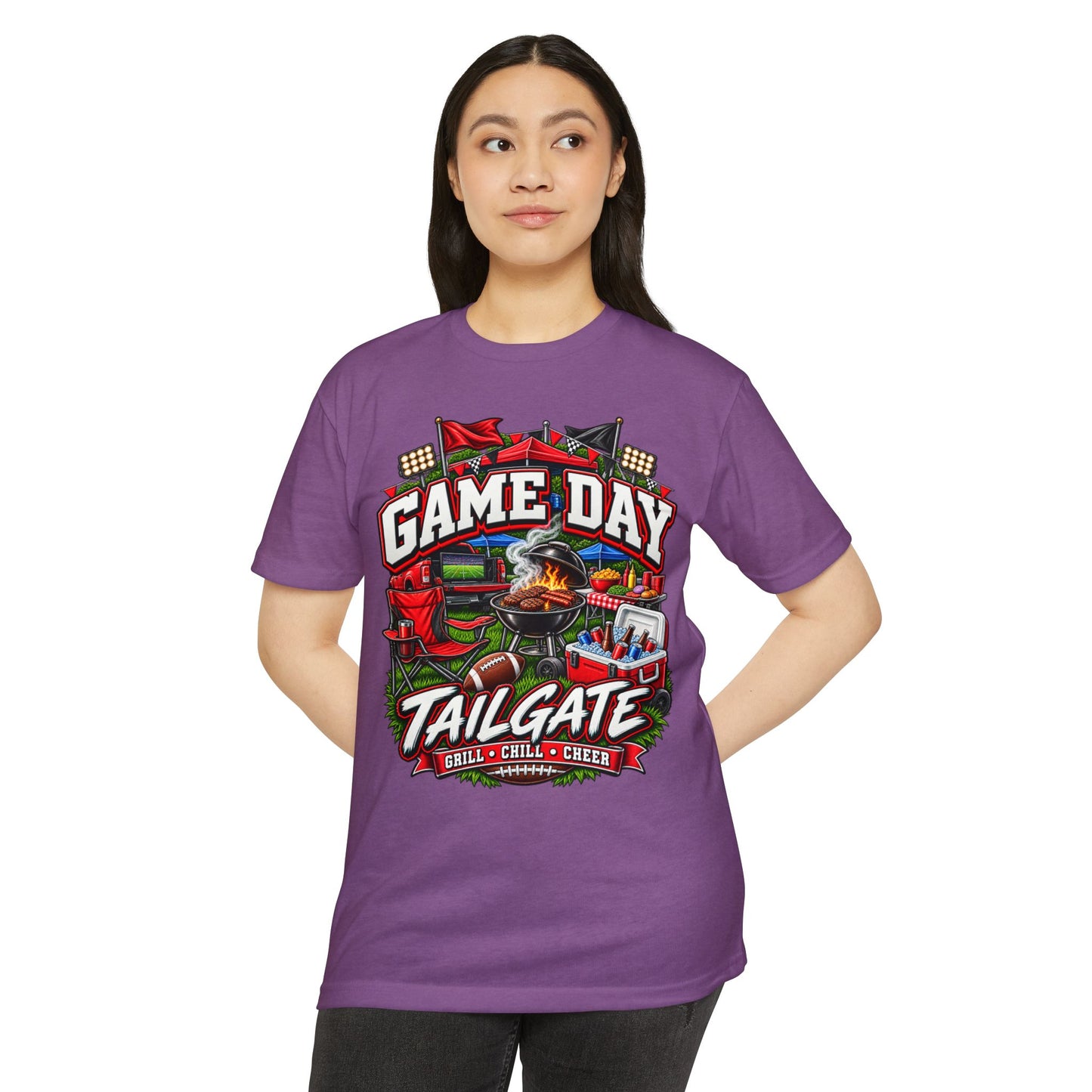 Game Day Tailgate T-Shirt — Grill, Chill & Cheer Football Tee