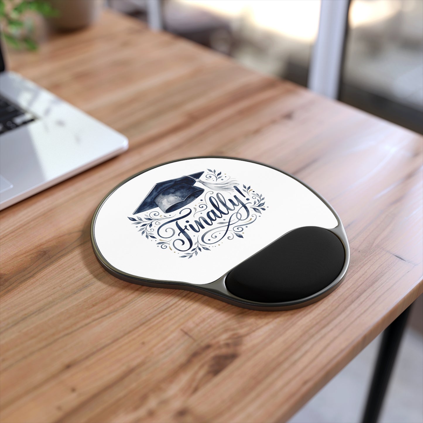 Graduation 'Finally!' Mouse Pad with Wrist Rest