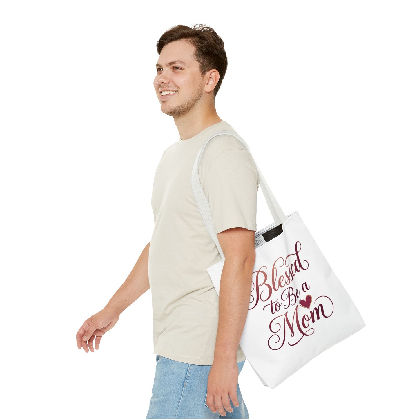 Blessed to Be a Mom Tote Bag – Mother's Day Floral Script Gift