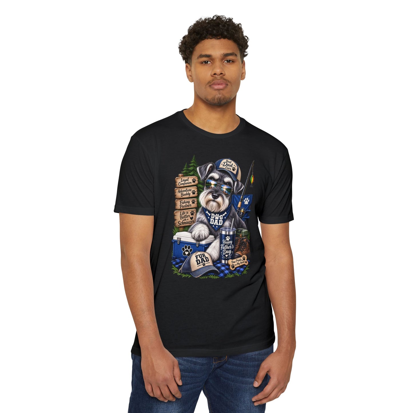 Schnauzer Dad T-Shirt – Fishing & Camping Dad Graphic Tee
