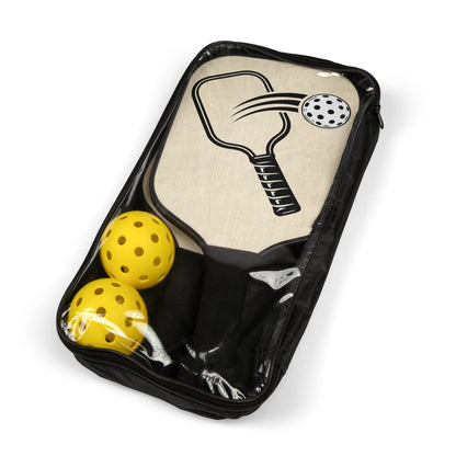 Pickleball Paddle Set – Wood-Grain Paddle & Balls Kit