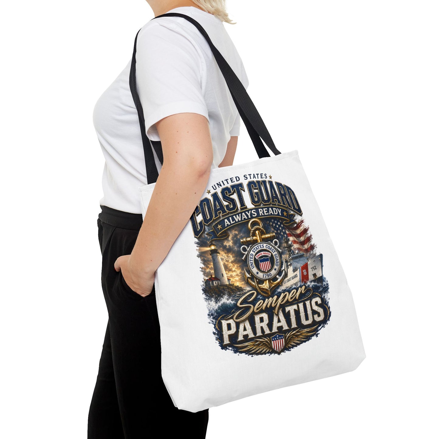 Coast Guard Semper Paratus Tote Bag – U.S. Coast Guard Patriotic Beach & Everyday Carry