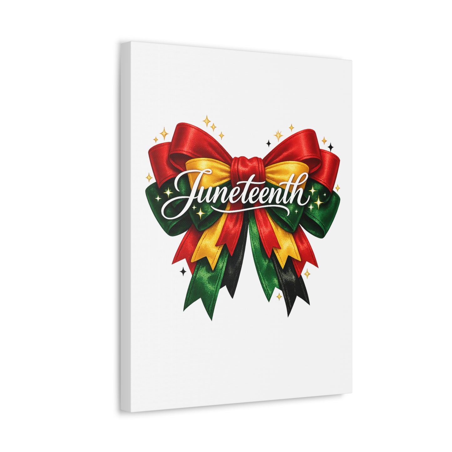 Juneteenth Celebration Stretched Canvas — Pan-African Ribbon Wall Art